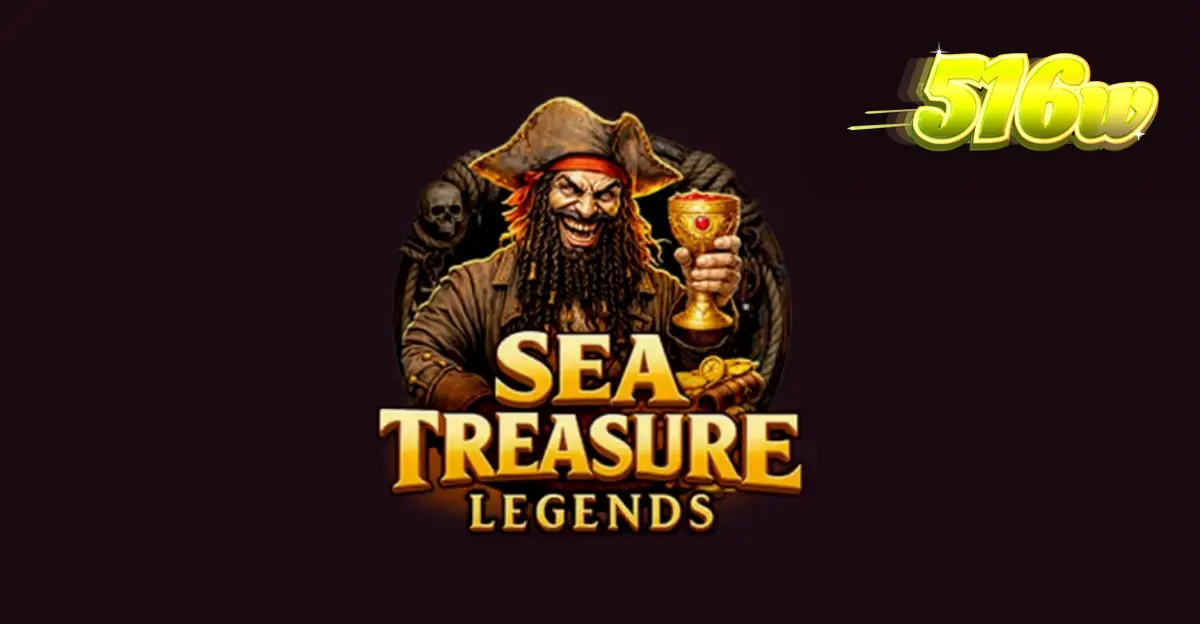 Interface visual e símbolos temáticos do jogo de slot Sea Treasures Legend